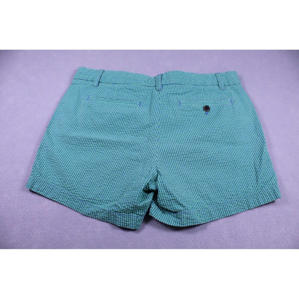 J.Crew Womens Green Blue Striped Seersucker Shorts Size 8 Preppy Casual Summer - Picture 5 of 5
